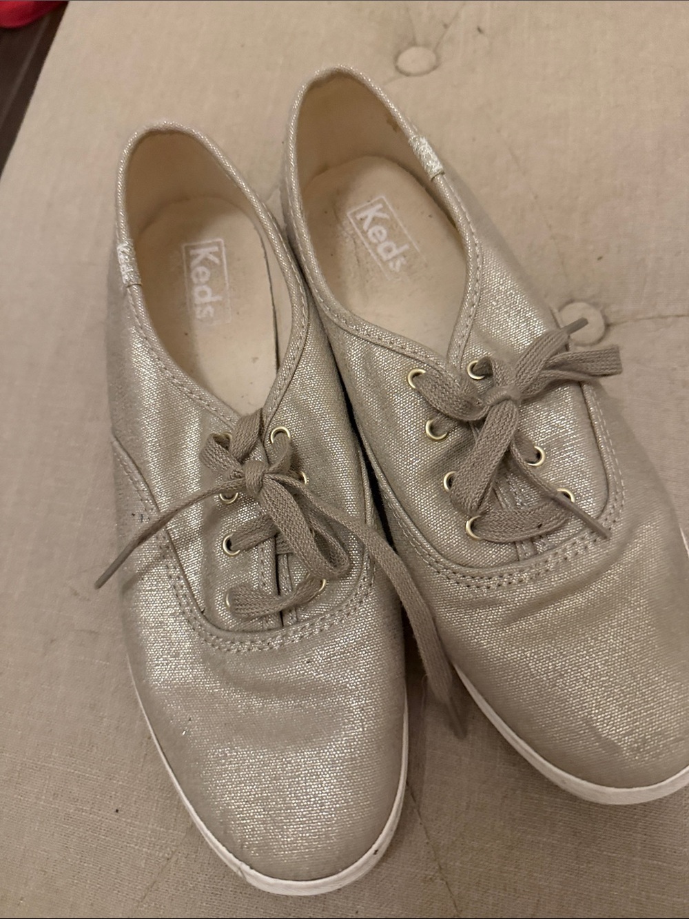 Keds Women's Shimmery Taupe Lace-Up Sneakers